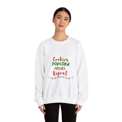 Cookies, Popcorn, Movies, Repeat T-Shirt – Cozy Movie Night Crewneck Sweatshirt