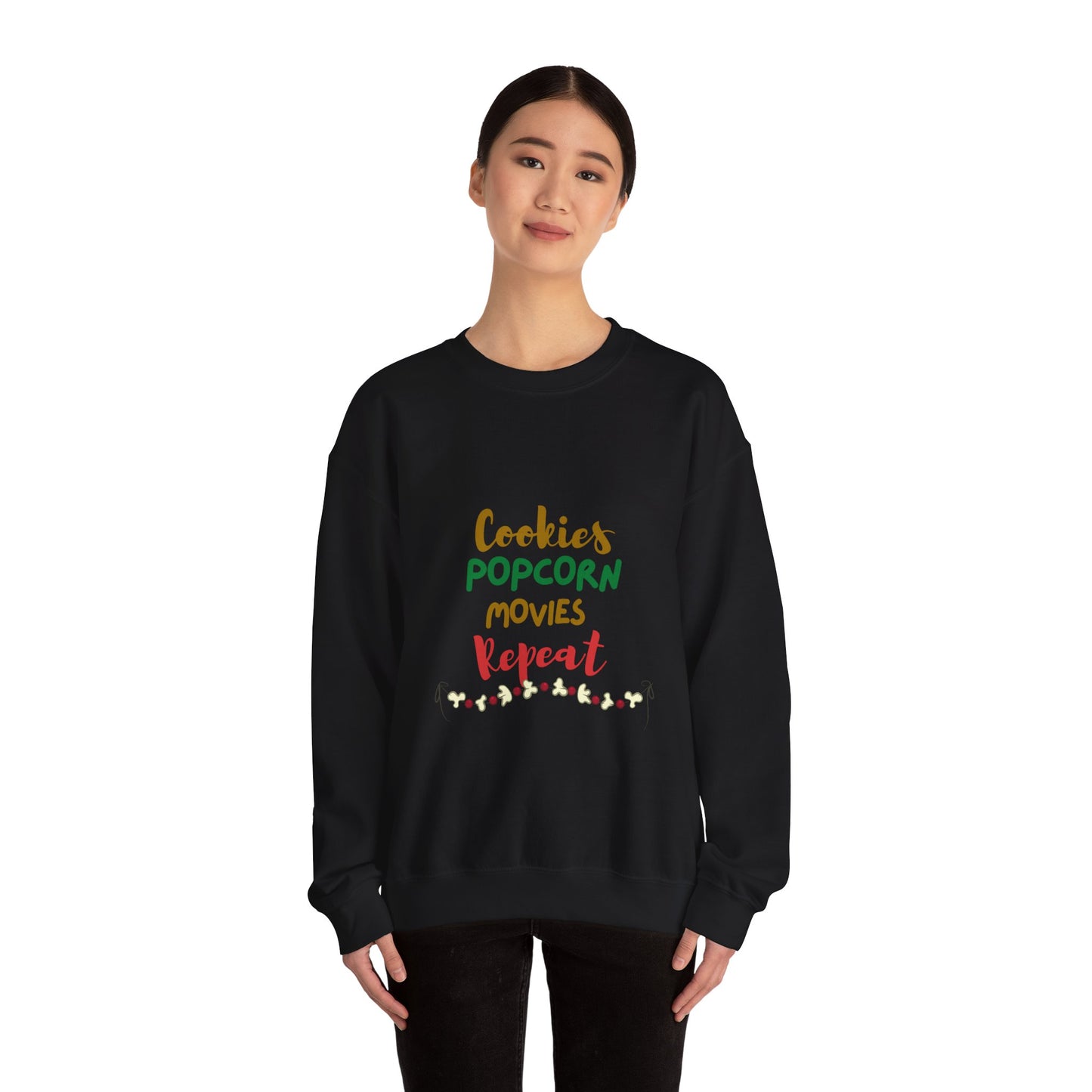 Cookies, Popcorn, Movies, Repeat T-Shirt – Cozy Movie Night Crewneck Sweatshirt