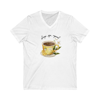 Steep, Sip, Repeat - Tea Lover's T-Shirt V-Neck Tee