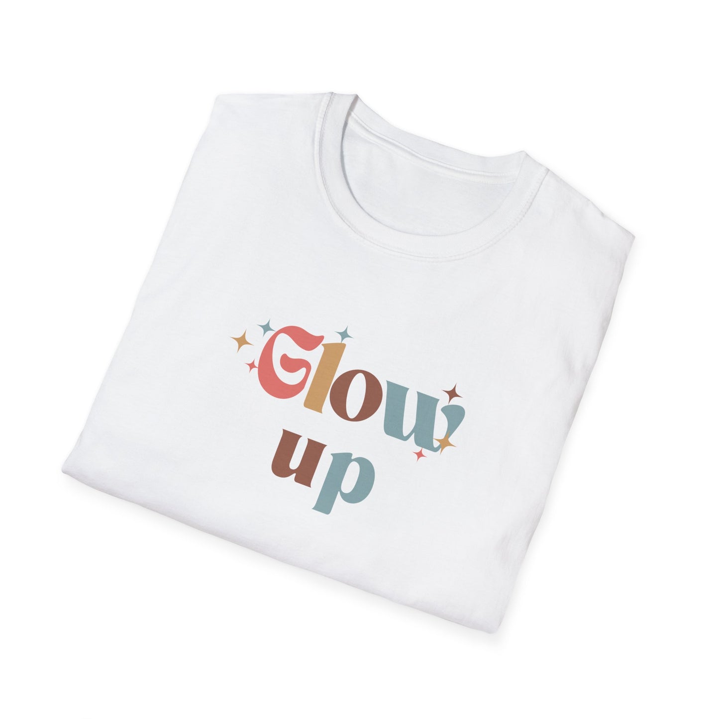 Glow Up T-Shirt - Retro Style Self-Care Tee - Pastel Motivational Shirt - Women's Empowerment Top