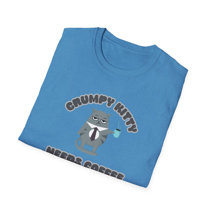 Grumpy Kitty Needs Coffee T-Shirt - Funny Cat Lover Tee - Humorous Coffee Shirt