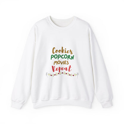 Cookies, Popcorn, Movies, Repeat T-Shirt – Cozy Movie Night Crewneck Sweatshirt