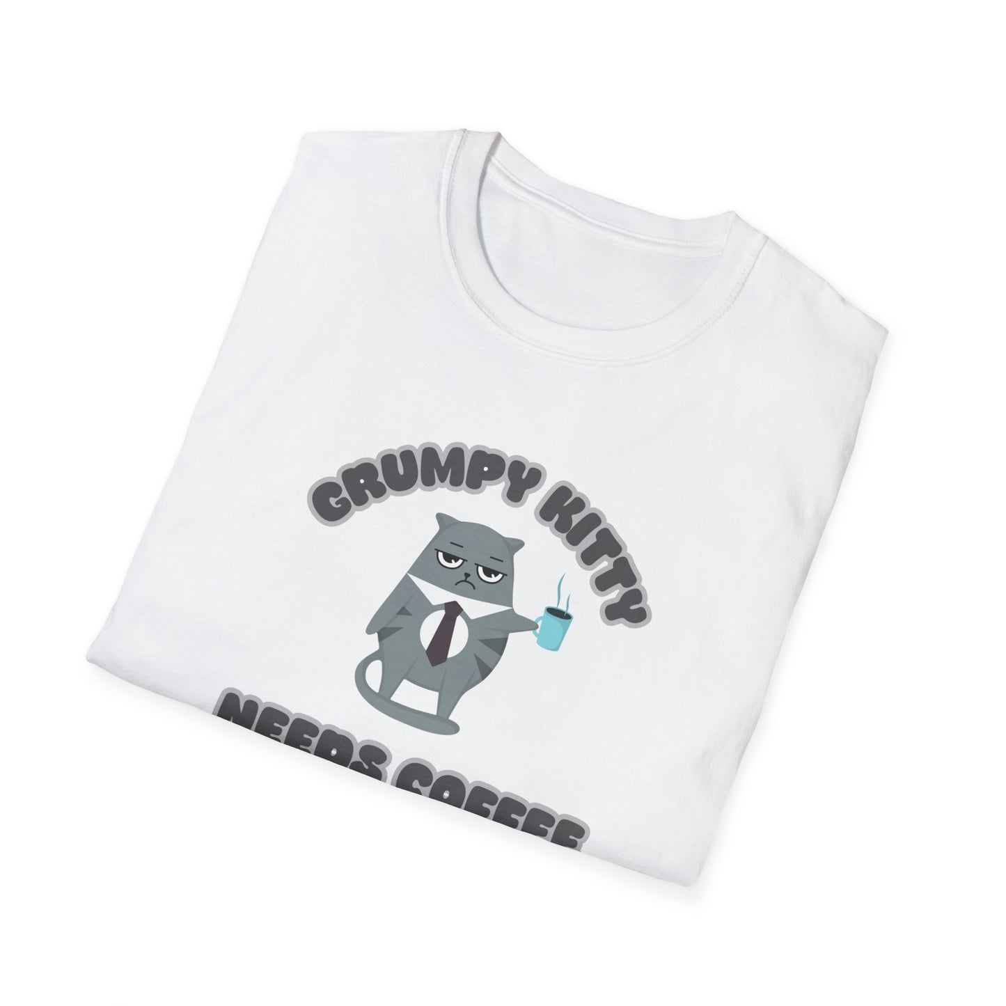 Grumpy Kitty Needs Coffee T-Shirt - Funny Cat Lover Tee - Humorous Coffee Shirt