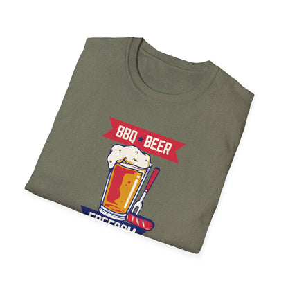 BQ, Beer, and Freedom - Patriotic Fourth of July T-Shirt