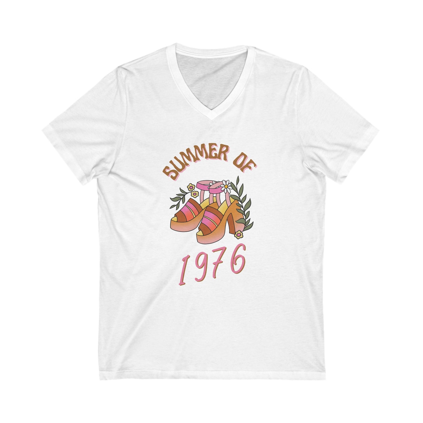 Summer of 1976 T-Shirt - Retro 70s Platform Heels Design - Vneck