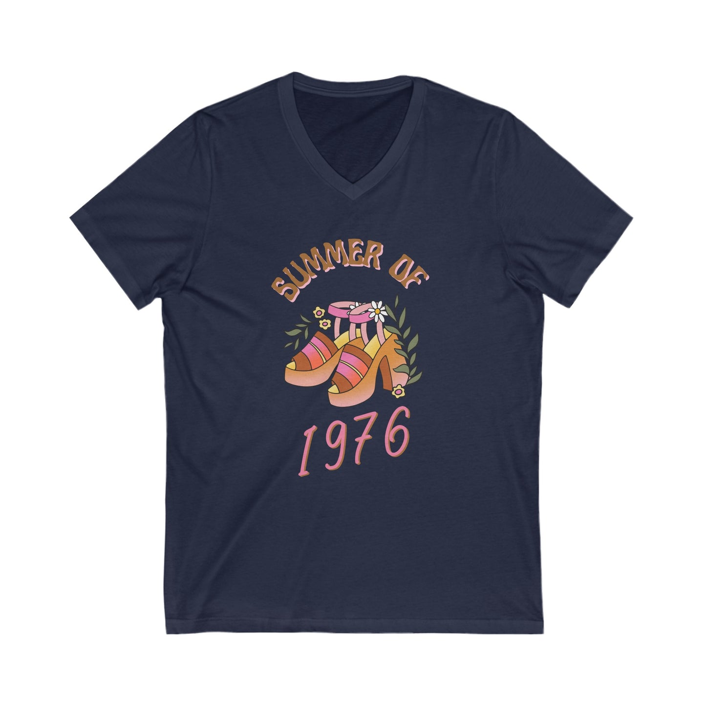 Summer of 1976 T-Shirt - Retro 70s Platform Heels Design - Vneck