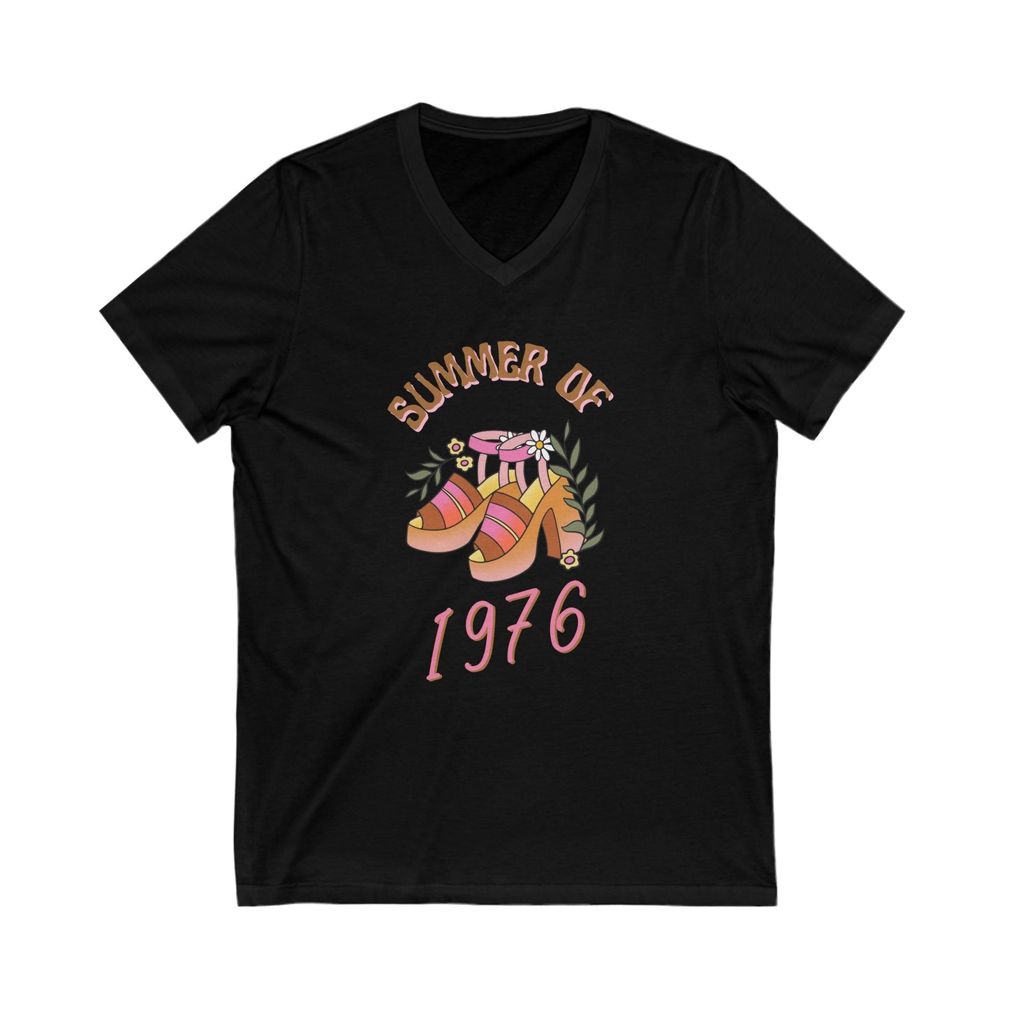 Summer of 1976 T-Shirt - Retro 70s Platform Heels Design - Vneck