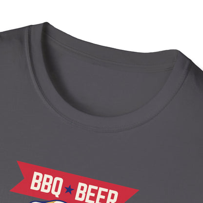 BQ, Beer, and Freedom - Patriotic Fourth of July T-Shirt