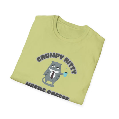 Grumpy Kitty Needs Coffee T-Shirt - Funny Cat Lover Tee - Humorous Coffee Shirt