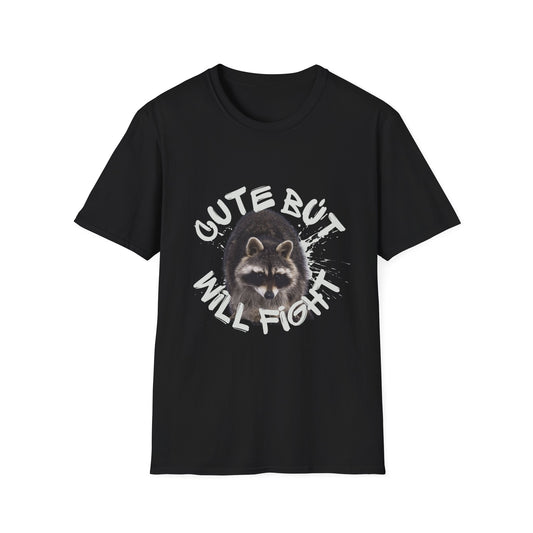 Cute But Will Fight Raccoon T-Shirt – Funny Graphic Tee for Animal Lovers