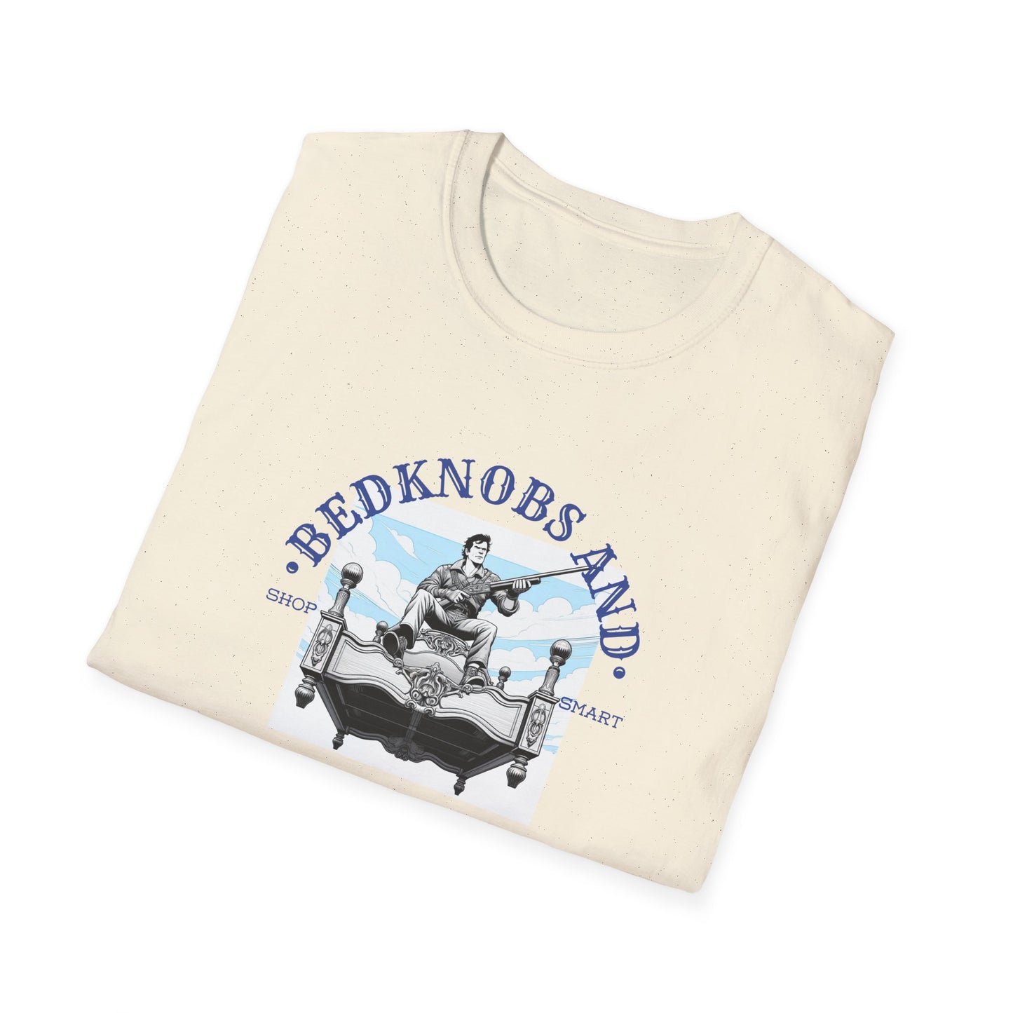 Bedknobs and Boomsticks T-Shirt - Nostalgic Evil Dead & Bedknobs Mashup TeeUnisex Softstyle T-Shirt