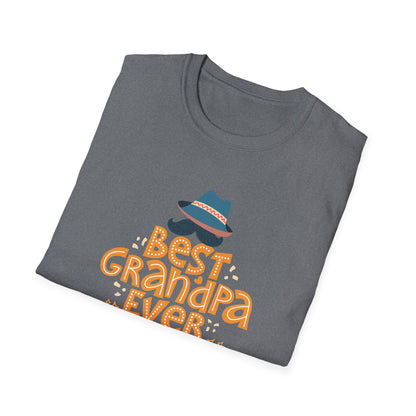 Best Grandpa Ever T-Shirt - Retro Fedora and Mustache Design - Perfect Father's Day Gift for Grandfathers