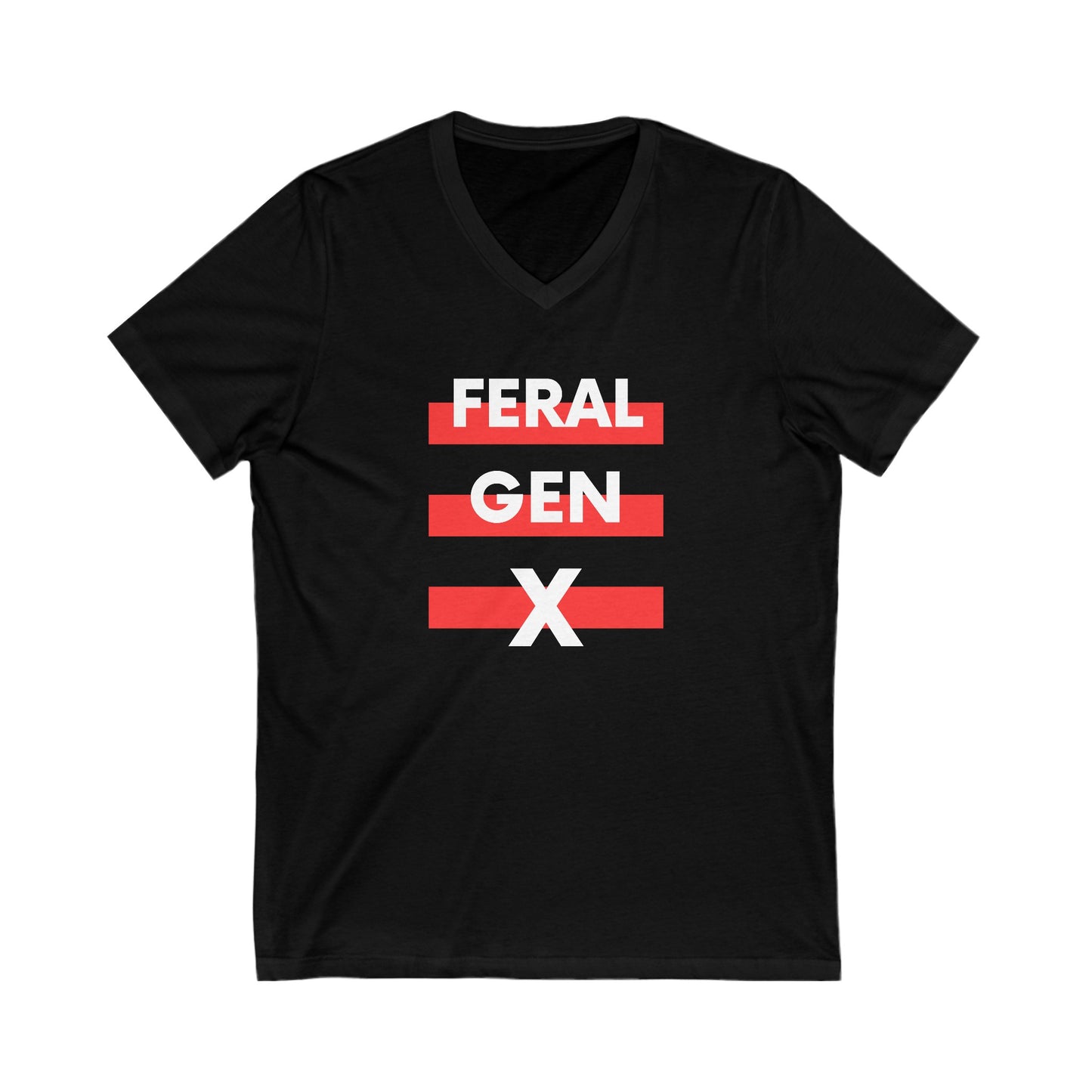 Feral Gen X V-Neck T-Shirt | Funny Gen X Women's Tee in Black