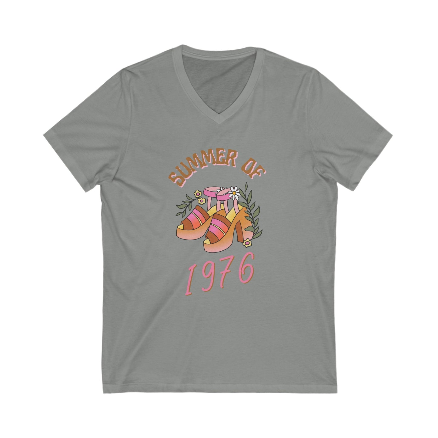 Summer of 1976 T-Shirt - Retro 70s Platform Heels Design - Vneck