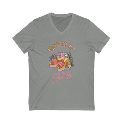 Summer of 1976 T-Shirt - Retro 70s Platform Heels Design - Vneck