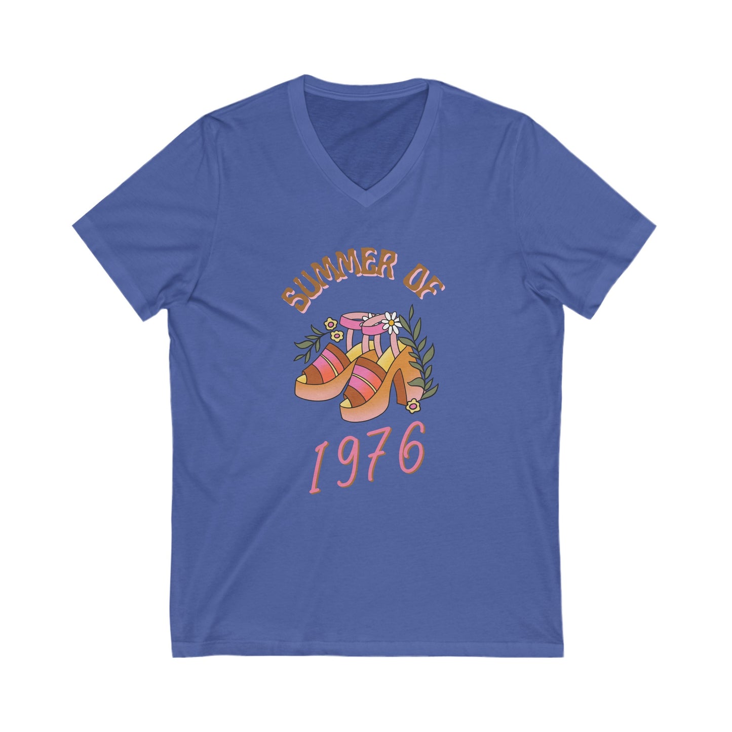 Summer of 1976 T-Shirt - Retro 70s Platform Heels Design - Vneck