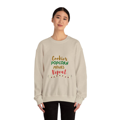 Cookies, Popcorn, Movies, Repeat T-Shirt – Cozy Movie Night Crewneck Sweatshirt