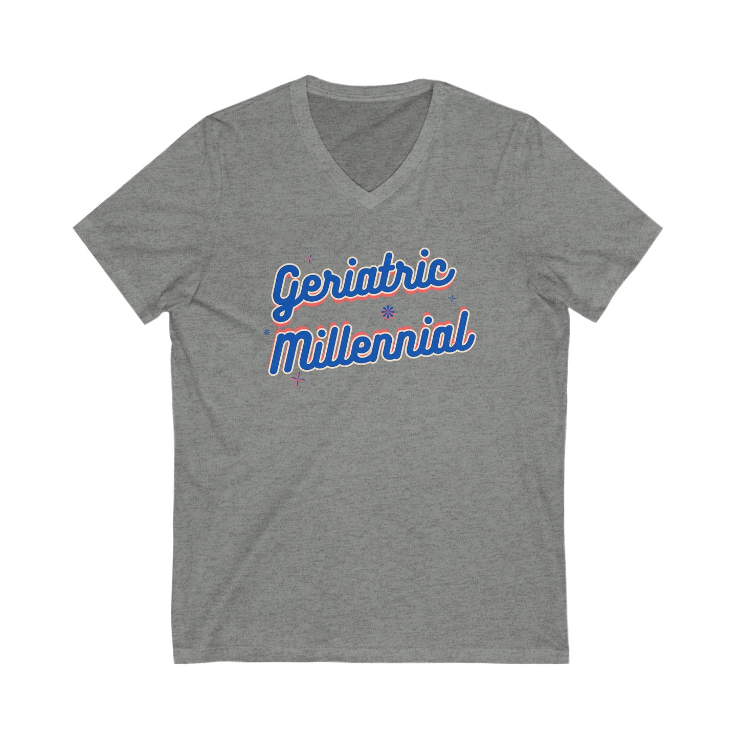 Geriatric Millennial T-Shirt - Vintage Style for the Modern Generation-  V-Neck Tee