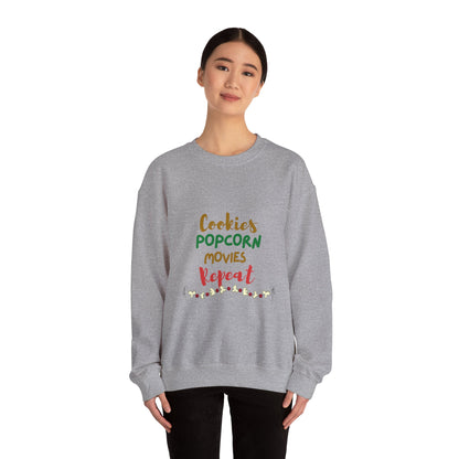 Cookies, Popcorn, Movies, Repeat T-Shirt – Cozy Movie Night Crewneck Sweatshirt