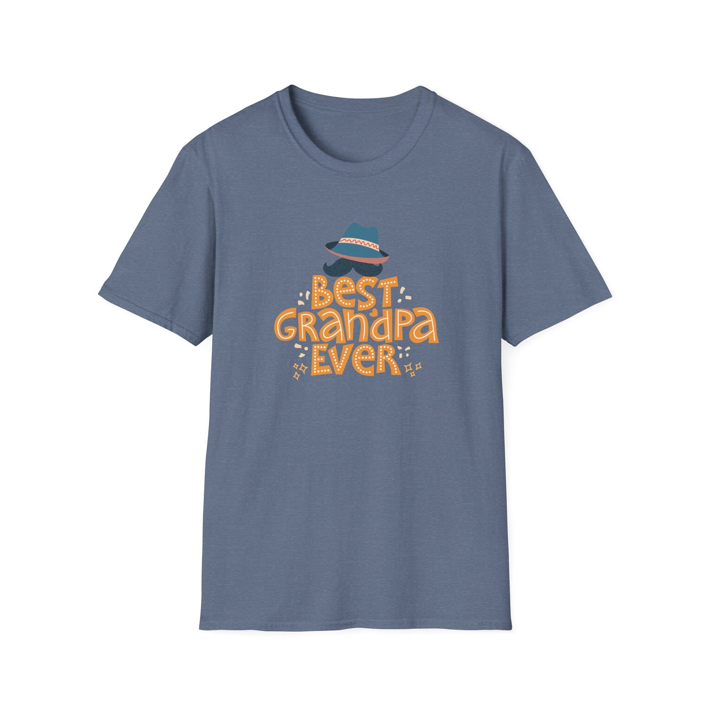 Best Grandpa Ever T-Shirt - Retro Fedora and Mustache Design - Perfect Father's Day Gift for Grandfathers