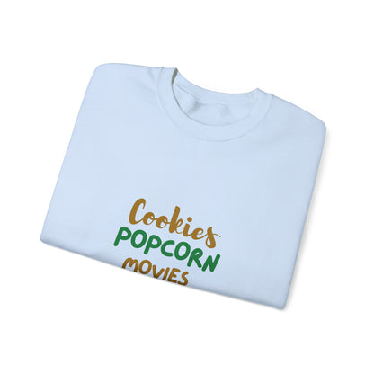 Cookies, Popcorn, Movies, Repeat T-Shirt – Cozy Movie Night Crewneck Sweatshirt