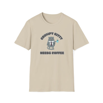 Grumpy Kitty Needs Coffee T-Shirt - Funny Cat Lover Tee - Humorous Coffee Shirt