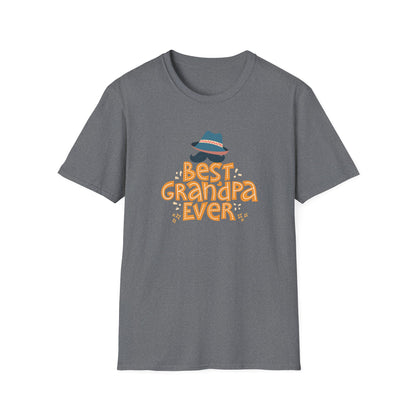 Best Grandpa Ever T-Shirt - Retro Fedora and Mustache Design - Perfect Father's Day Gift for Grandfathers