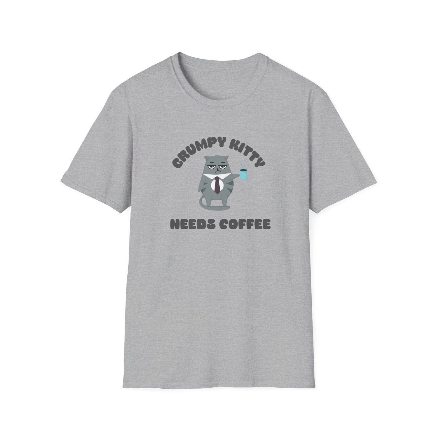 Grumpy Kitty Needs Coffee T-Shirt - Funny Cat Lover Tee - Humorous Coffee Shirt