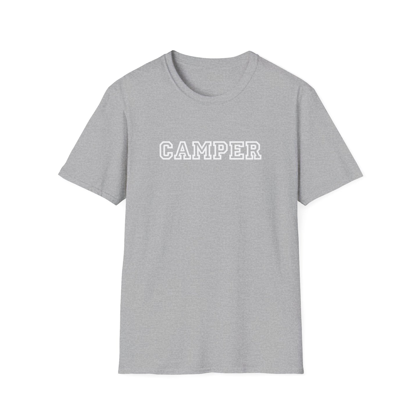 CAMPER Retro Varsity T-Shirt - Classic Camp Lover Tee - Nostalgic Camping Shirt - Funny Outdoor Enthusiast Top