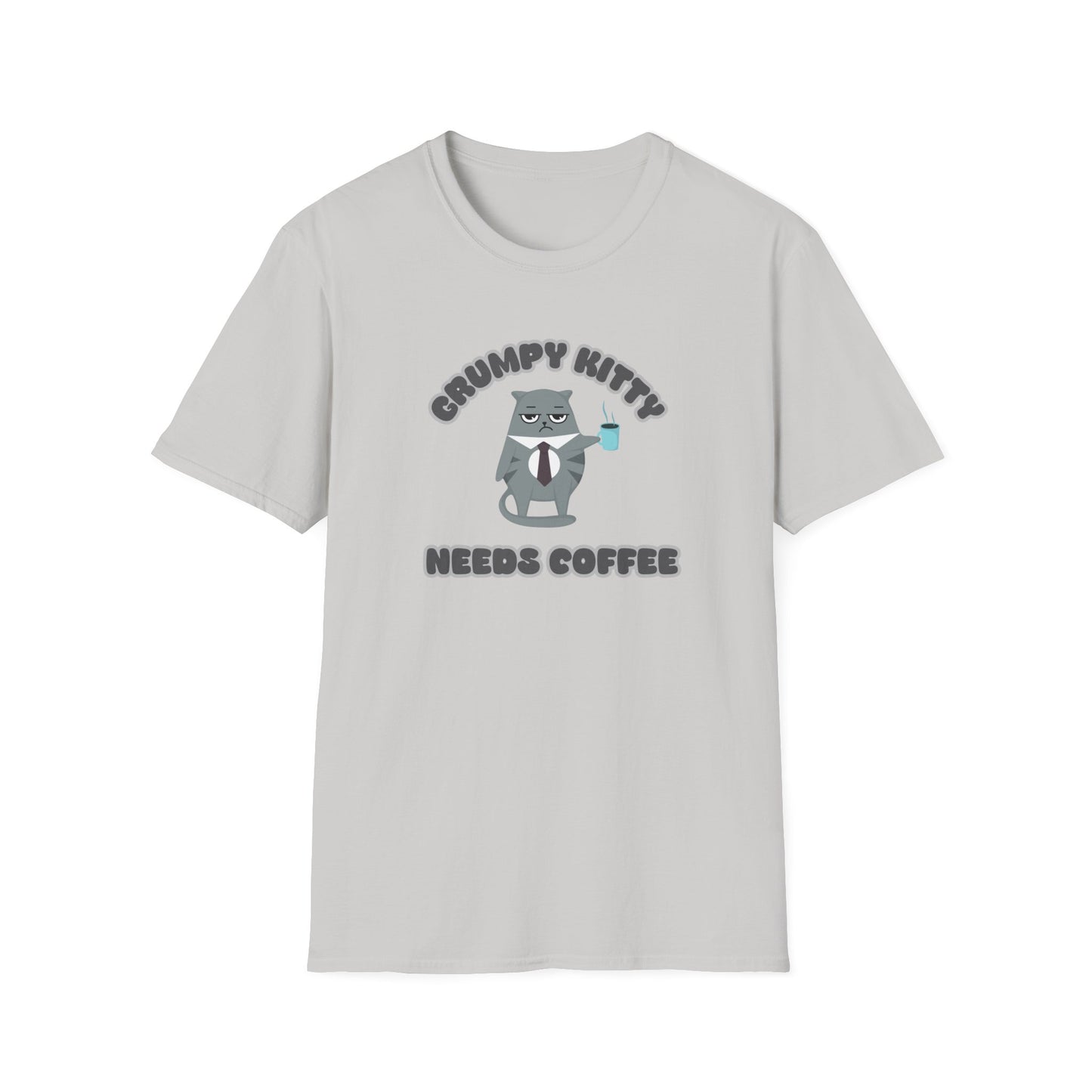 Grumpy Kitty Needs Coffee T-Shirt - Funny Cat Lover Tee - Humorous Coffee Shirt