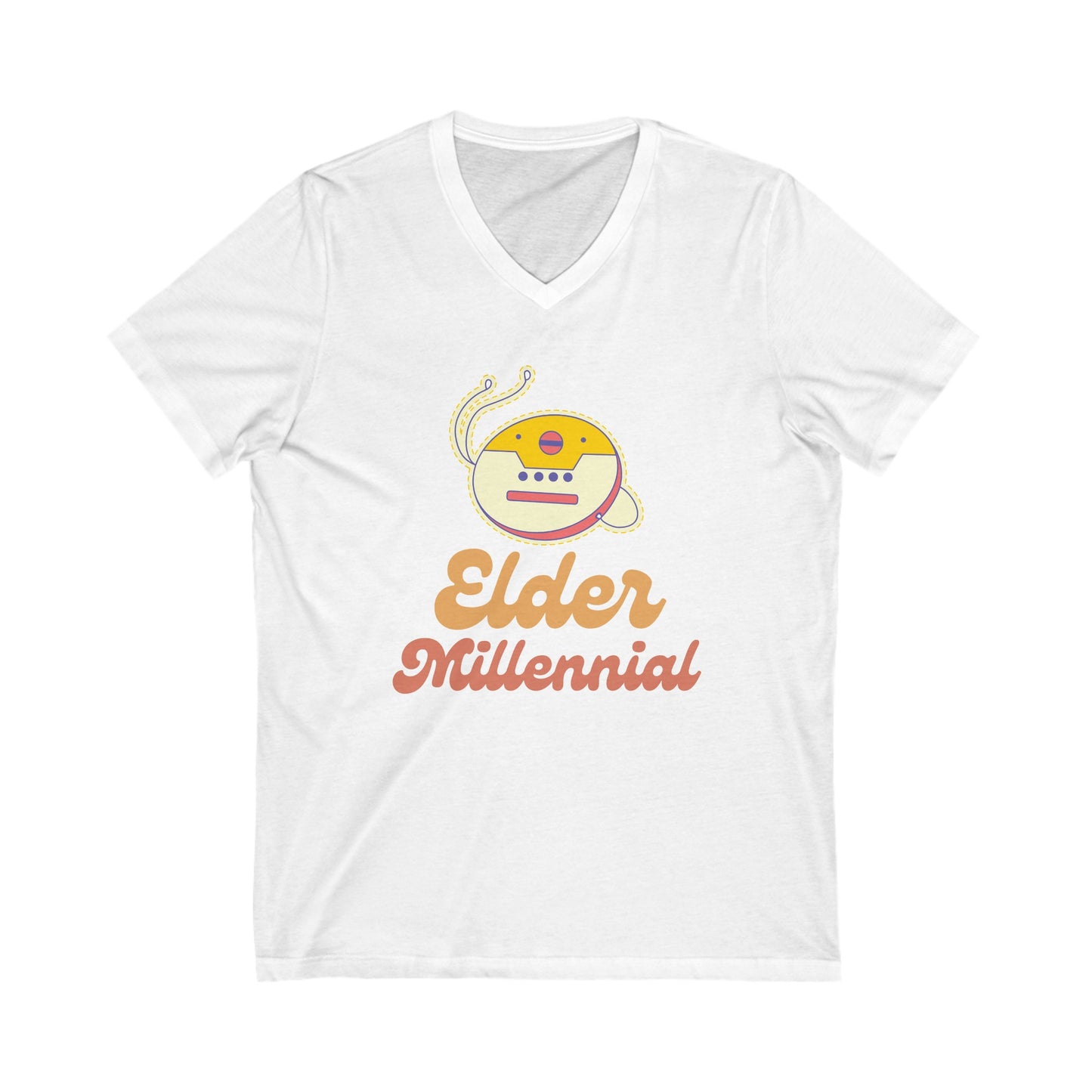 Elder Millennial T-Shirt - Retro CD Walkman Graphic-  V-Neck Tee