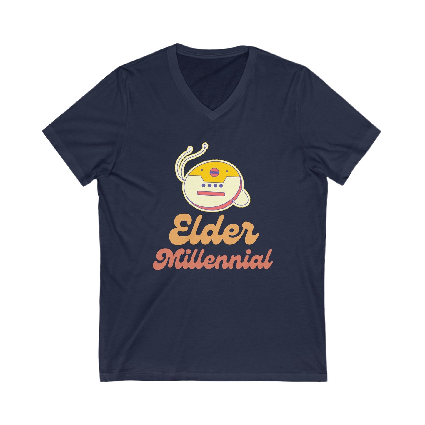 Elder Millennial T-Shirt - Retro CD Walkman Graphic-  V-Neck Tee