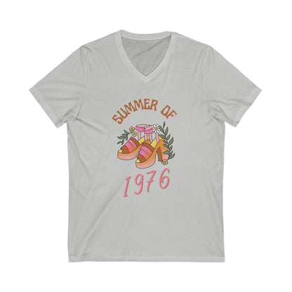 Summer of 1976 T-Shirt - Retro 70s Platform Heels Design - Vneck