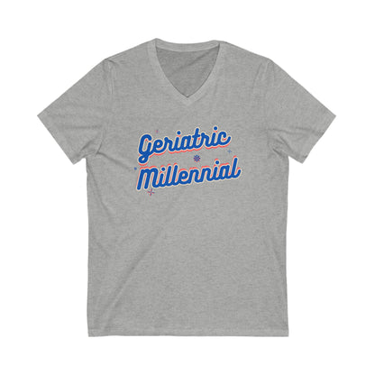 Geriatric Millennial T-Shirt - Vintage Style for the Modern Generation-  V-Neck Tee