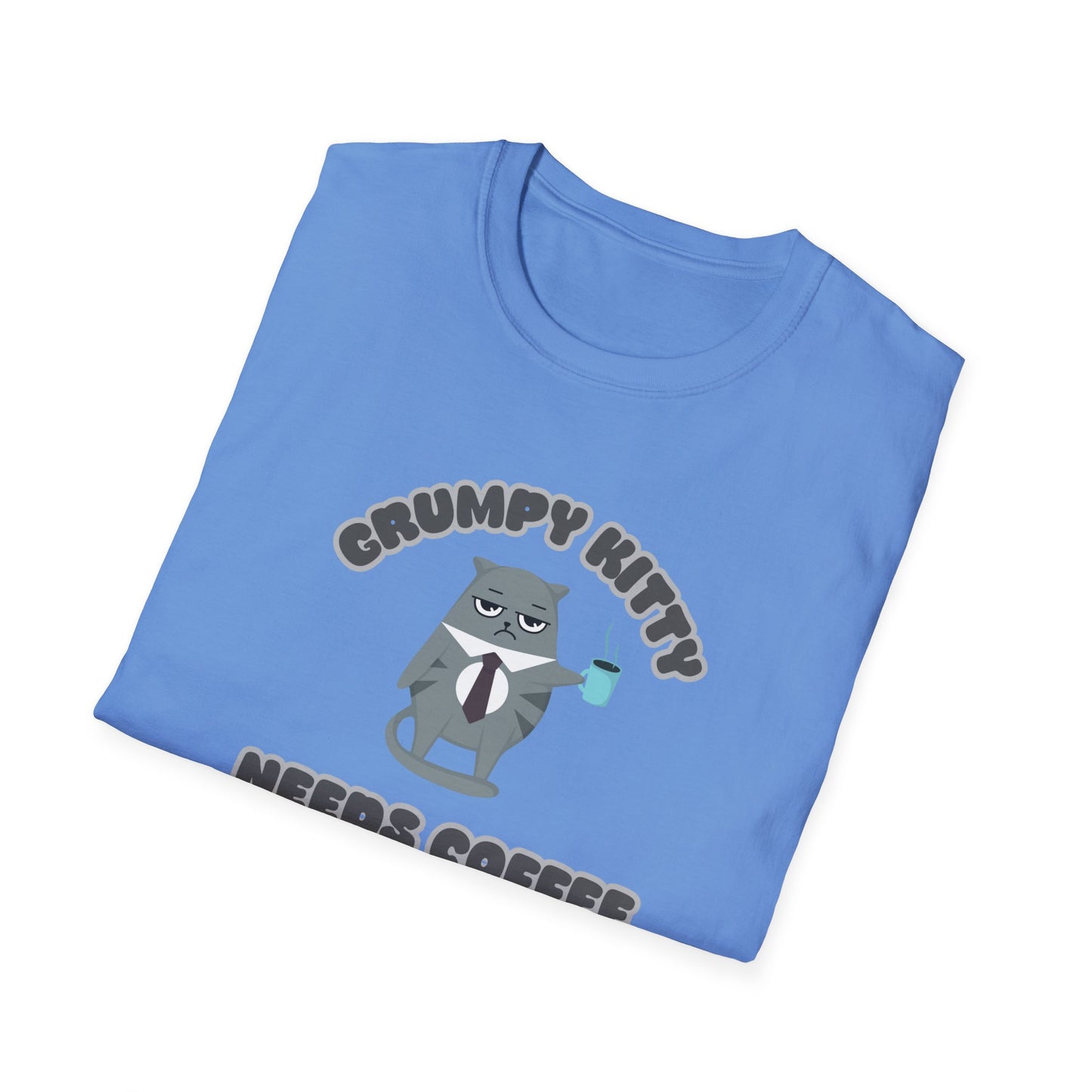 Grumpy Kitty Needs Coffee T-Shirt - Funny Cat Lover Tee - Humorous Coffee Shirt