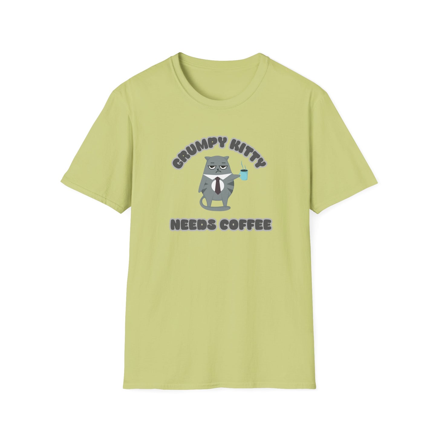 Grumpy Kitty Needs Coffee T-Shirt - Funny Cat Lover Tee - Humorous Coffee Shirt