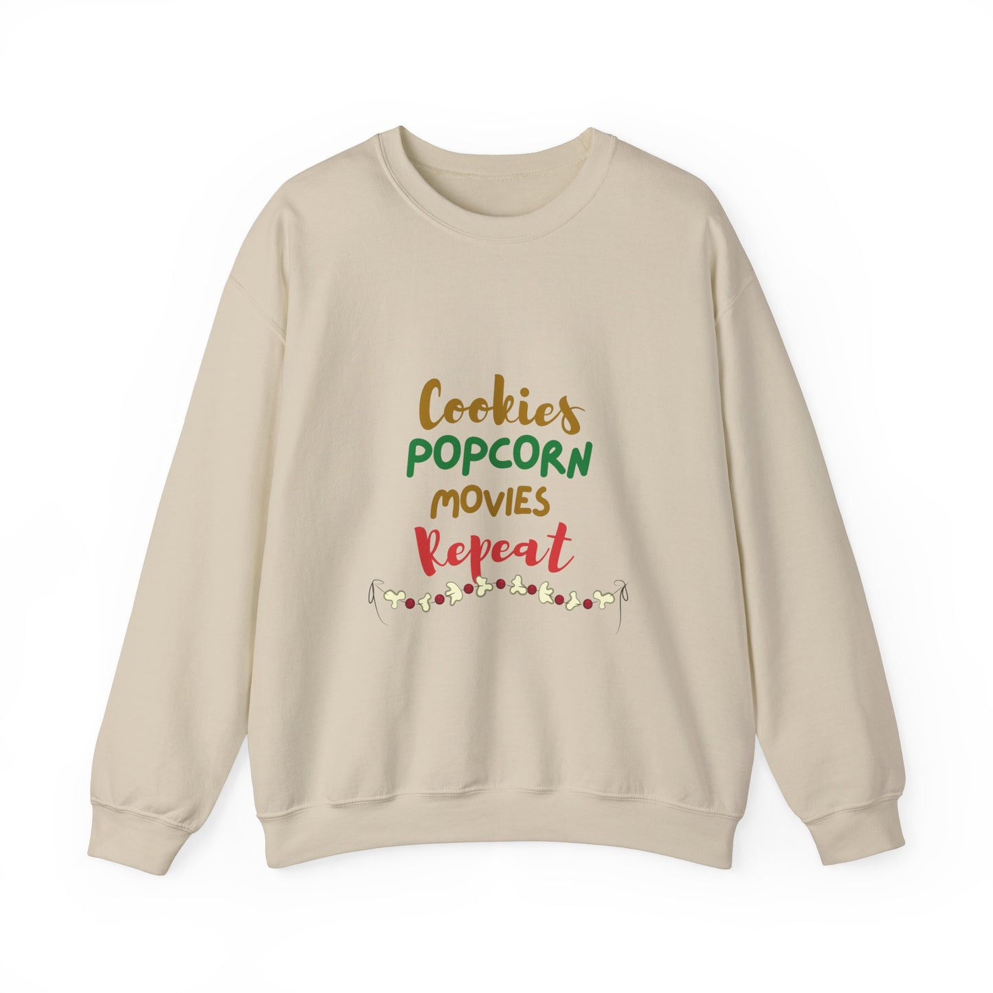 Cookies, Popcorn, Movies, Repeat T-Shirt – Cozy Movie Night Crewneck Sweatshirt