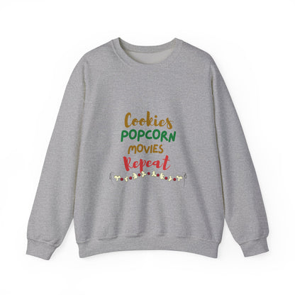 Cookies, Popcorn, Movies, Repeat T-Shirt – Cozy Movie Night Crewneck Sweatshirt