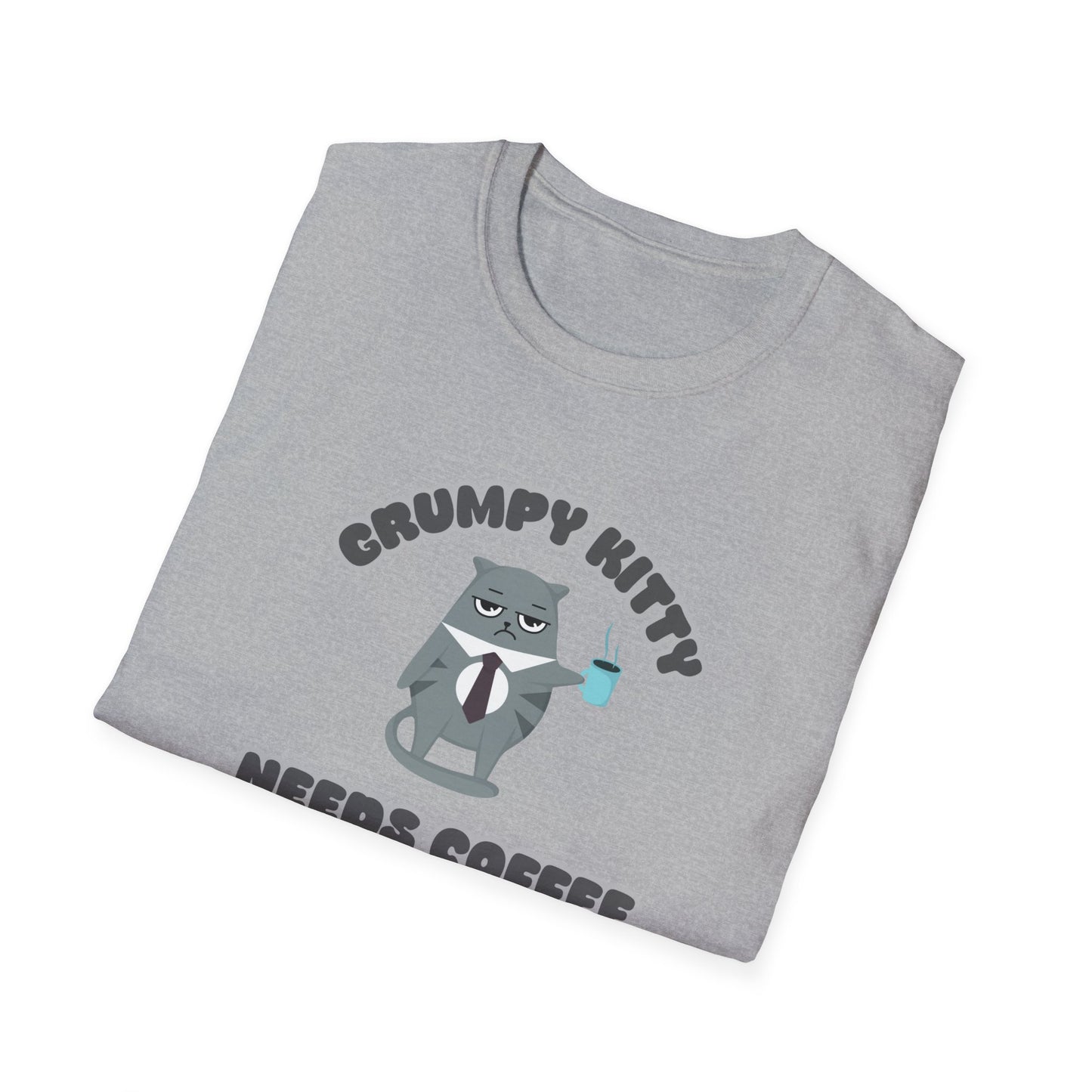 Grumpy Kitty Needs Coffee T-Shirt - Funny Cat Lover Tee - Humorous Coffee Shirt