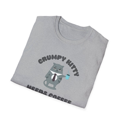 Grumpy Kitty Needs Coffee T-Shirt - Funny Cat Lover Tee - Humorous Coffee Shirt