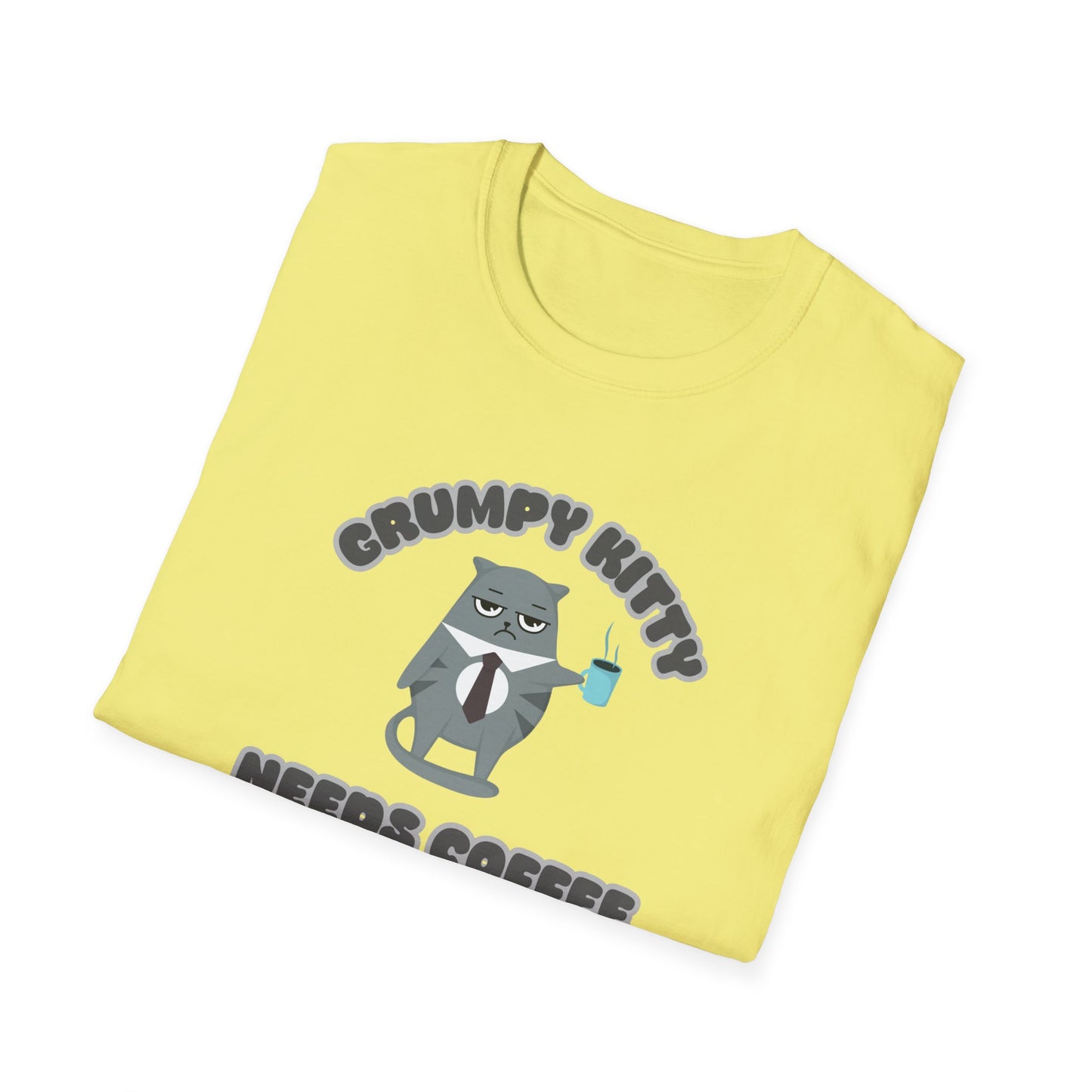 Grumpy Kitty Needs Coffee T-Shirt - Funny Cat Lover Tee - Humorous Coffee Shirt