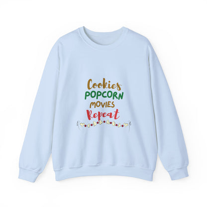 Cookies, Popcorn, Movies, Repeat T-Shirt – Cozy Movie Night Crewneck Sweatshirt