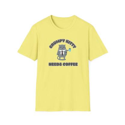 Grumpy Kitty Needs Coffee T-Shirt - Funny Cat Lover Tee - Humorous Coffee Shirt