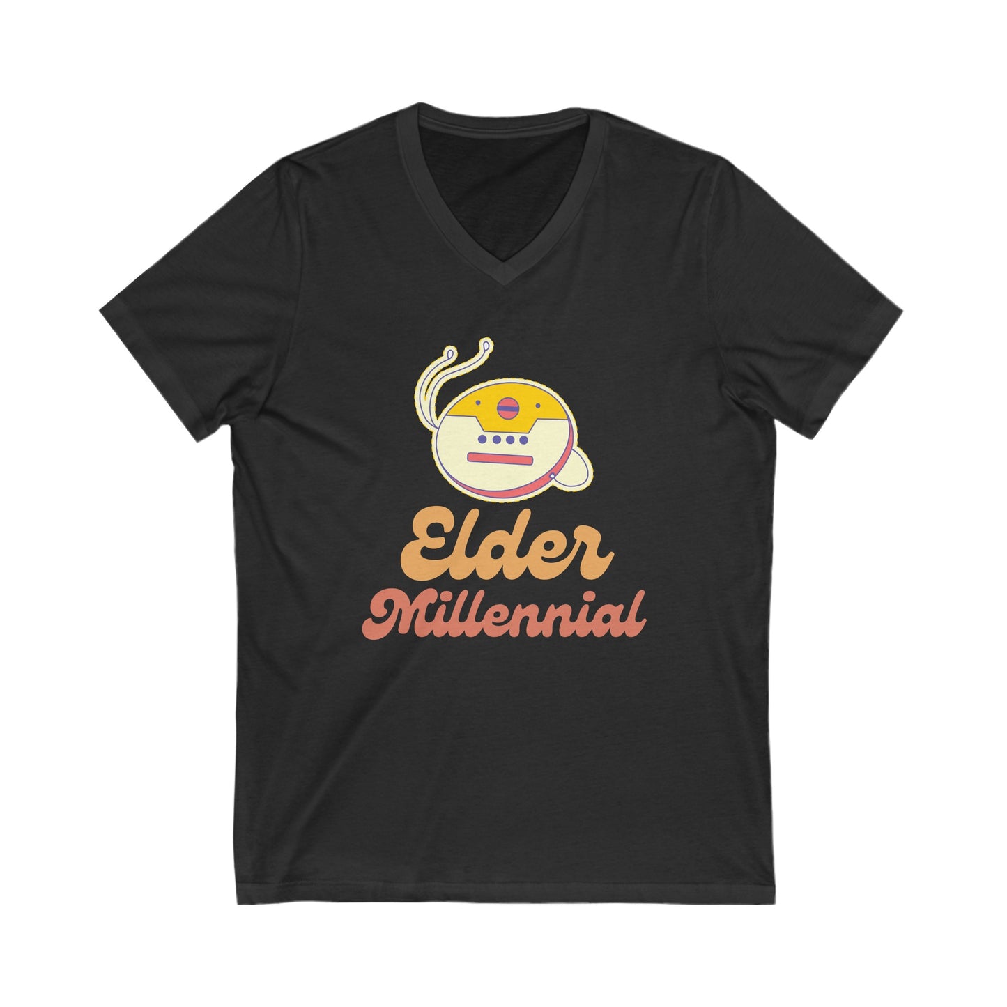 Elder Millennial T-Shirt - Retro CD Walkman Graphic-  V-Neck Tee