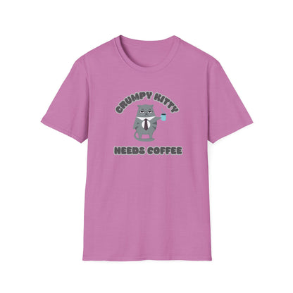 Grumpy Kitty Needs Coffee T-Shirt - Funny Cat Lover Tee - Humorous Coffee Shirt