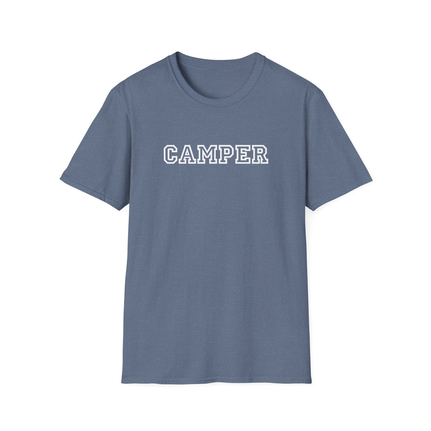 CAMPER Retro Varsity T-Shirt - Classic Camp Lover Tee - Nostalgic Camping Shirt - Funny Outdoor Enthusiast Top