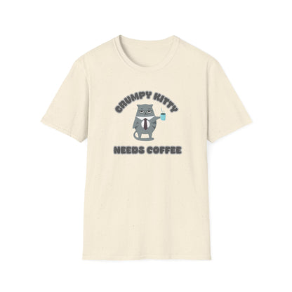 Grumpy Kitty Needs Coffee T-Shirt - Funny Cat Lover Tee - Humorous Coffee Shirt