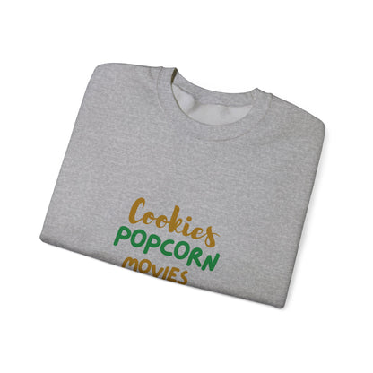 Cookies, Popcorn, Movies, Repeat T-Shirt – Cozy Movie Night Crewneck Sweatshirt