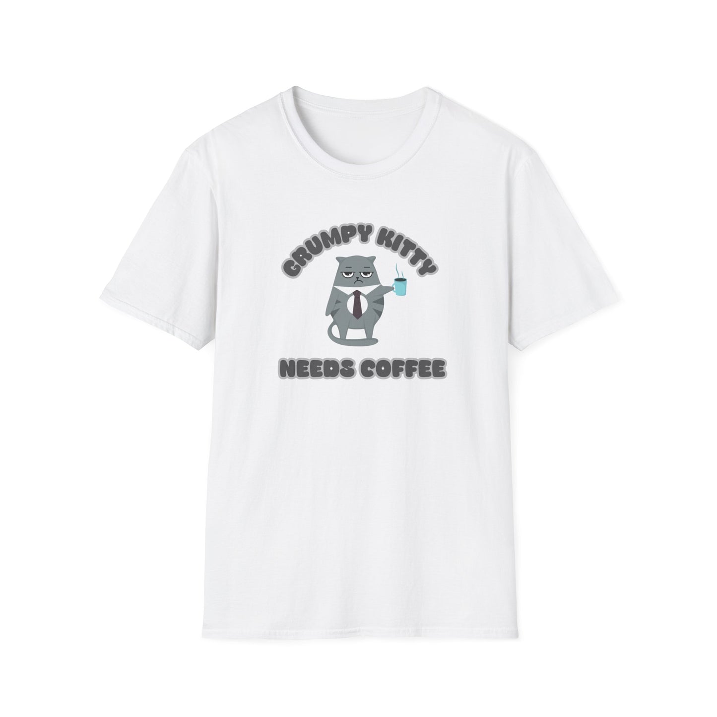 Grumpy Kitty Needs Coffee T-Shirt - Funny Cat Lover Tee - Humorous Coffee Shirt