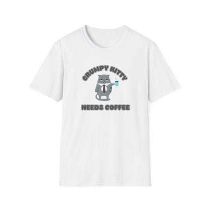 Grumpy Kitty Needs Coffee T-Shirt - Funny Cat Lover Tee - Humorous Coffee Shirt